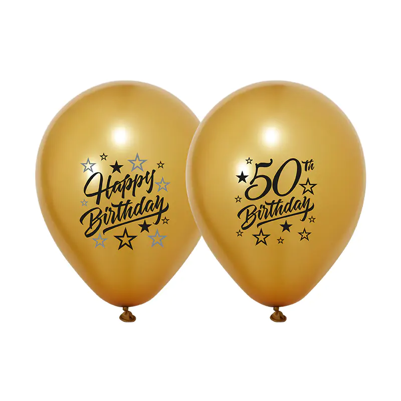2+1 Golden Stars 50 Yaş Baskılı 12" Gold Balon (100'lük)